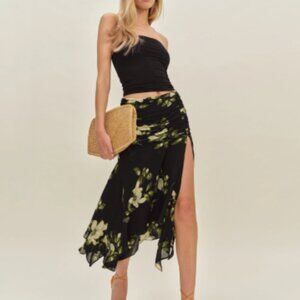 Reformation Julianna Low Waist Skirt Black - Size 8